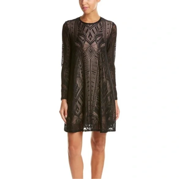 bcbg black lace dress long sleeve Mexican 